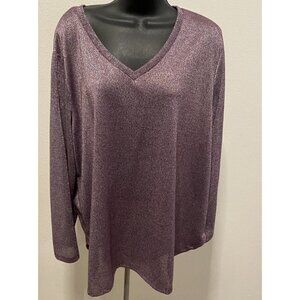 Faded Glory Womens Size 2X(18-20)  Blouse Purple Metallic